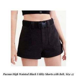Pacsun High Waisted Black Utility Shorts with Belt